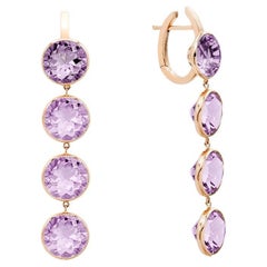 Mattioli Smarties drop earrings 18k rose gold and diamond cut amethyst