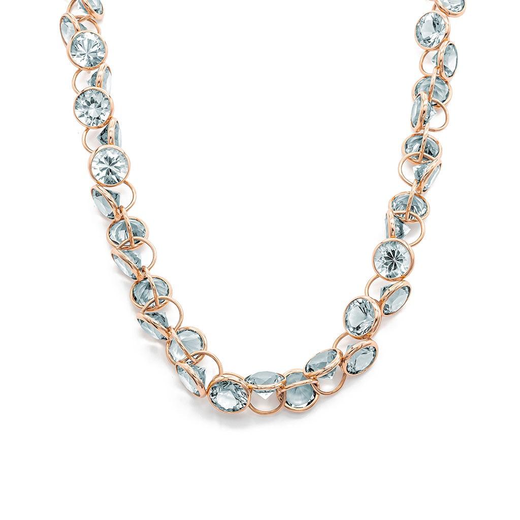Mattioli Smarties drop earrings 18k rose gold and diamond cut sky topazes For Sale 4