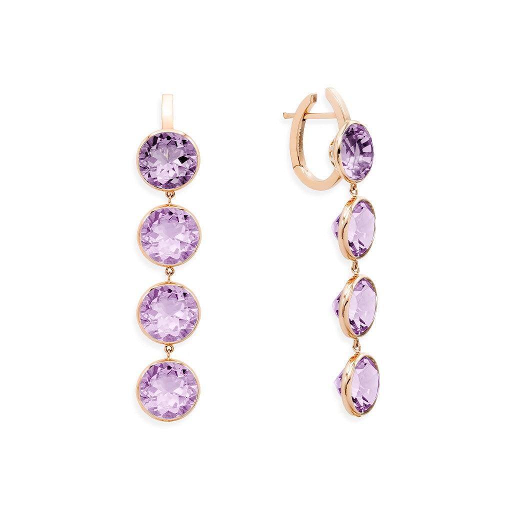 Mattioli Smarties drop earrings 18k rose gold and diamond cut sky topazes For Sale 10