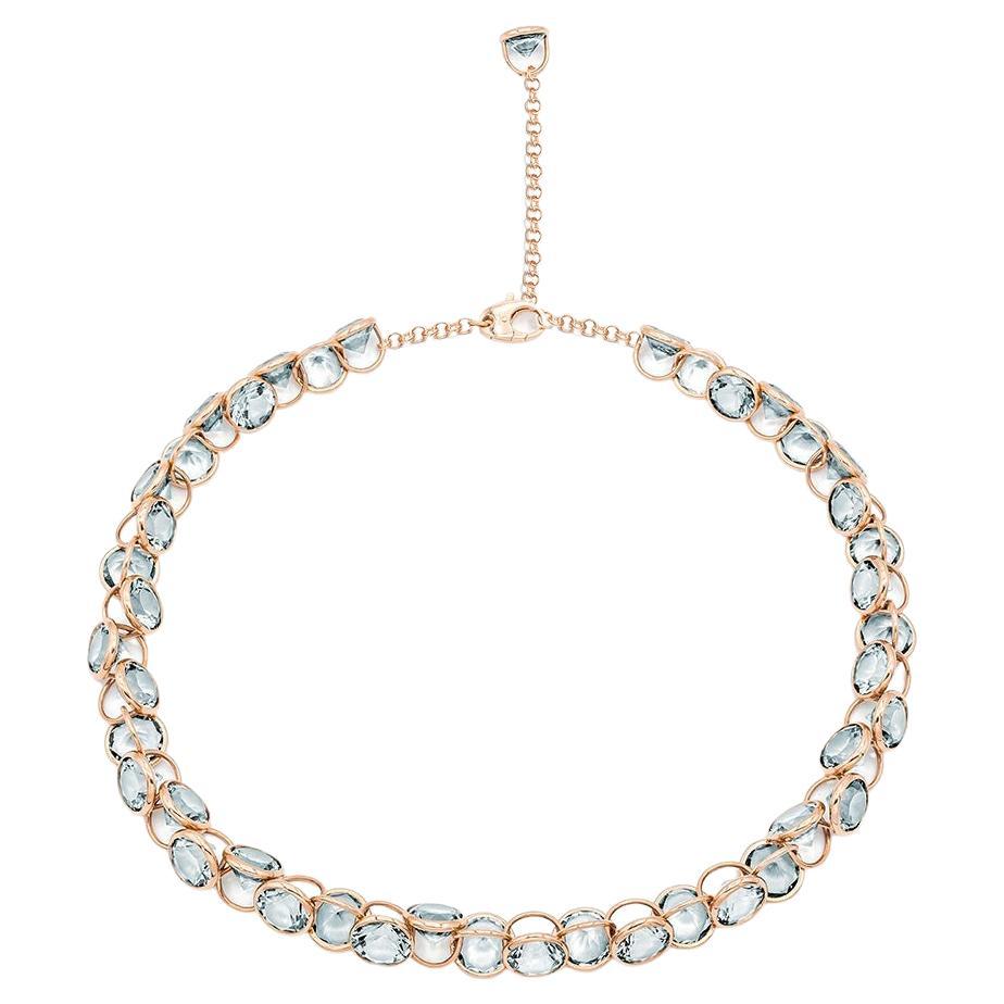 Mattioli Smarties drop earrings 18k rose gold and diamond cut sky topazes In New Condition For Sale In Bilbao, ES