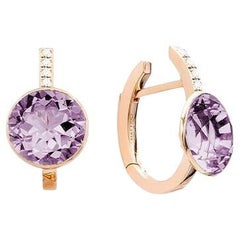 Orecchino Mattioli Smarties in oro rosa 18k, diamanti e ametiste taglio diamante