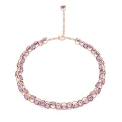 Mattioli Smarties necklace 18k rose gold and diamond cut amethysts