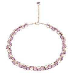 Mattioli Smarties necklace 18k rose gold and diamond cut amethysts