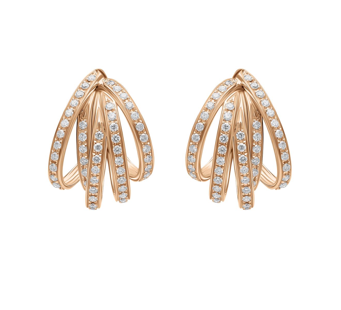 Brilliant Cut Mattioli Tibet Earrings in Rose Gold and White Diamonds For Sale