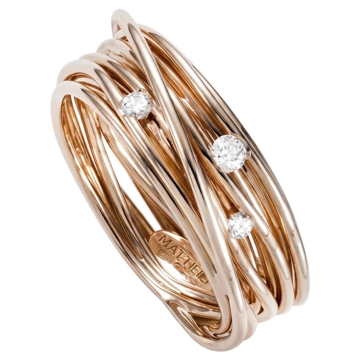 Anello Mattioli Tibet in oro rosa 18k e diamanti bianchi