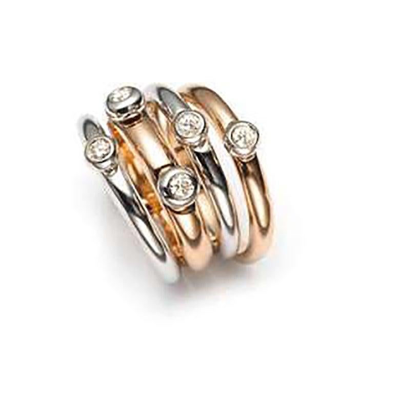 For Sale:  Mattioli Tibet Ring in Matt & Polished Rose Gold, White Gold Bezels & White Diam 4