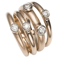 Mattioli Tibet Ring in Matt & Polished Rose Gold, White Gold Bezels & White Diam
