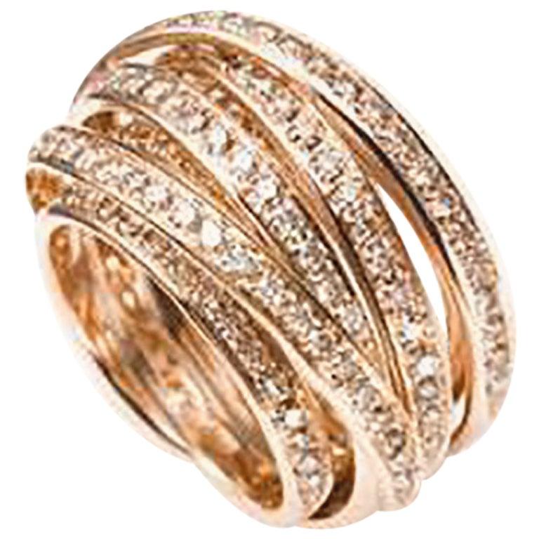 For Sale:  Mattioli Tibet Ring in Rose Gold and Brown Diamonds 2