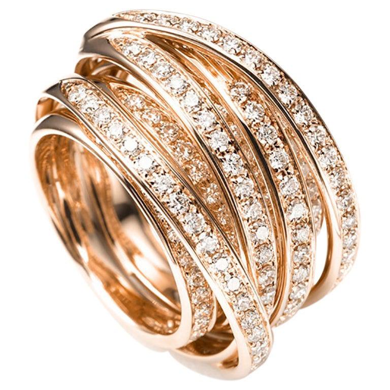 For Sale:  Mattioli Tibet Ring in Rose Gold and White Diamonds