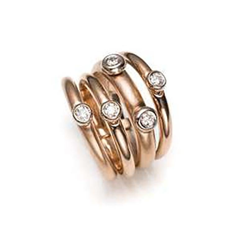 Im Angebot: Mattioli Tibet-Ring aus Roségold, Weißgold mit Bezellen und weißen Diamanten () 2