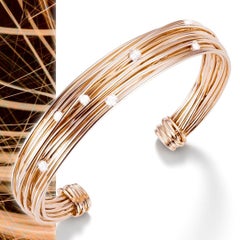 Mattioli Tibetische Tension-Manschettenknopf aus Roségold mit weißen Diamanten