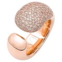 Mattioli White Diamonds Rose Gold 18 Karat Big Ring Hiroko Collection