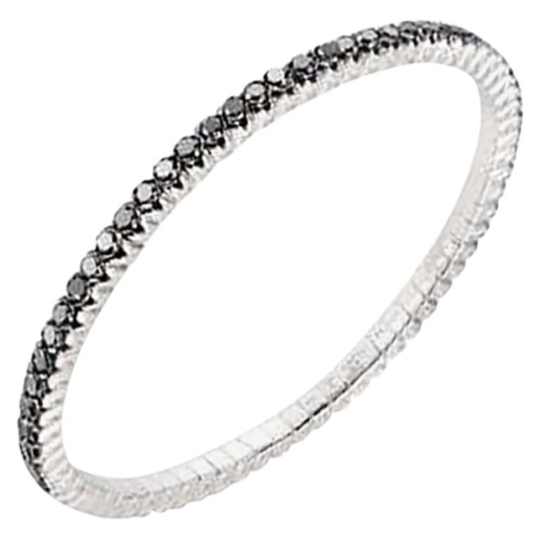 Mattioli Bracelet extensible à bandes X en or blanc et diamants noirs en vente