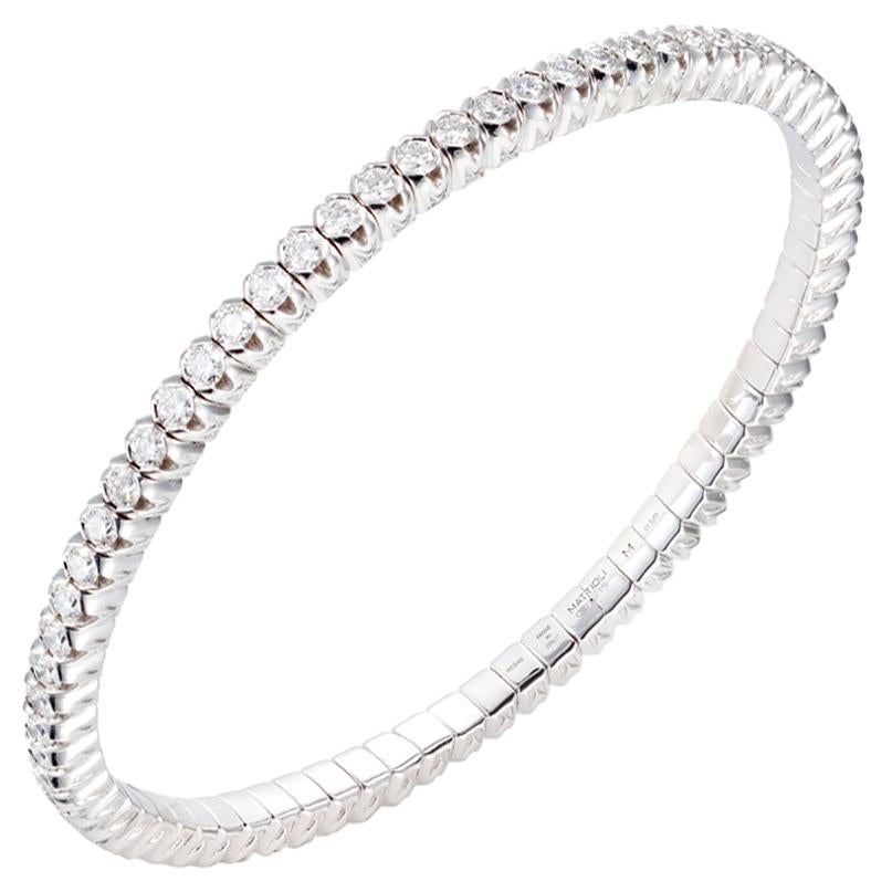 Mattioli X-Band Expandable Bracelet in White Gold and White Diamonds For Sale