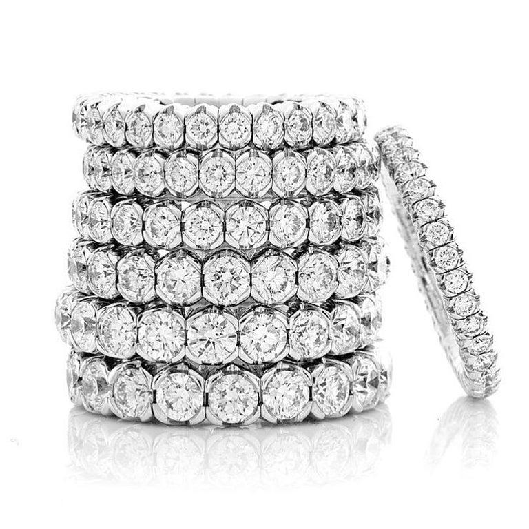 Mattioli X-Band Expandable Eternity Rings in White Gold and White Diamonds 2
