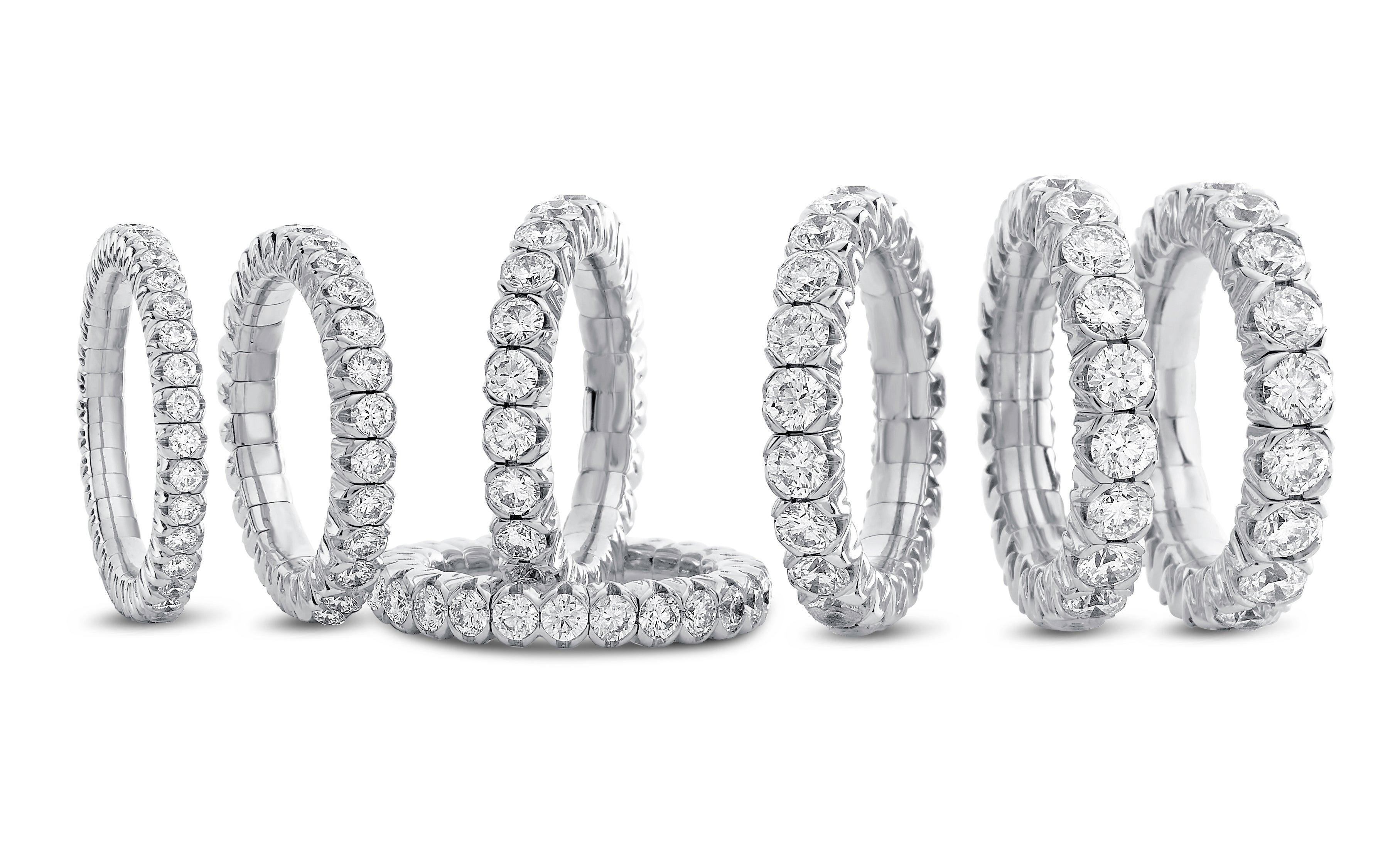 For Sale:  Mattioli X-Band Expandable Eternity Rings in White Gold and White Diamonds 4