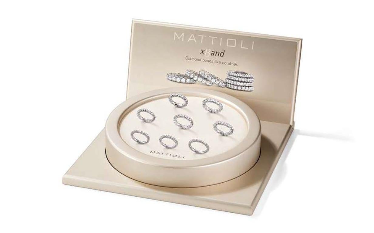 Mattioli X-Band Expandable Eternity Rings in White Gold and White Diamonds 4