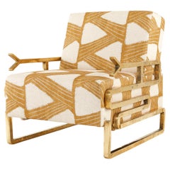 Mattiwatta Modern Solid Brass Upholstered Luxury Lounge Chair by Egg Designs
