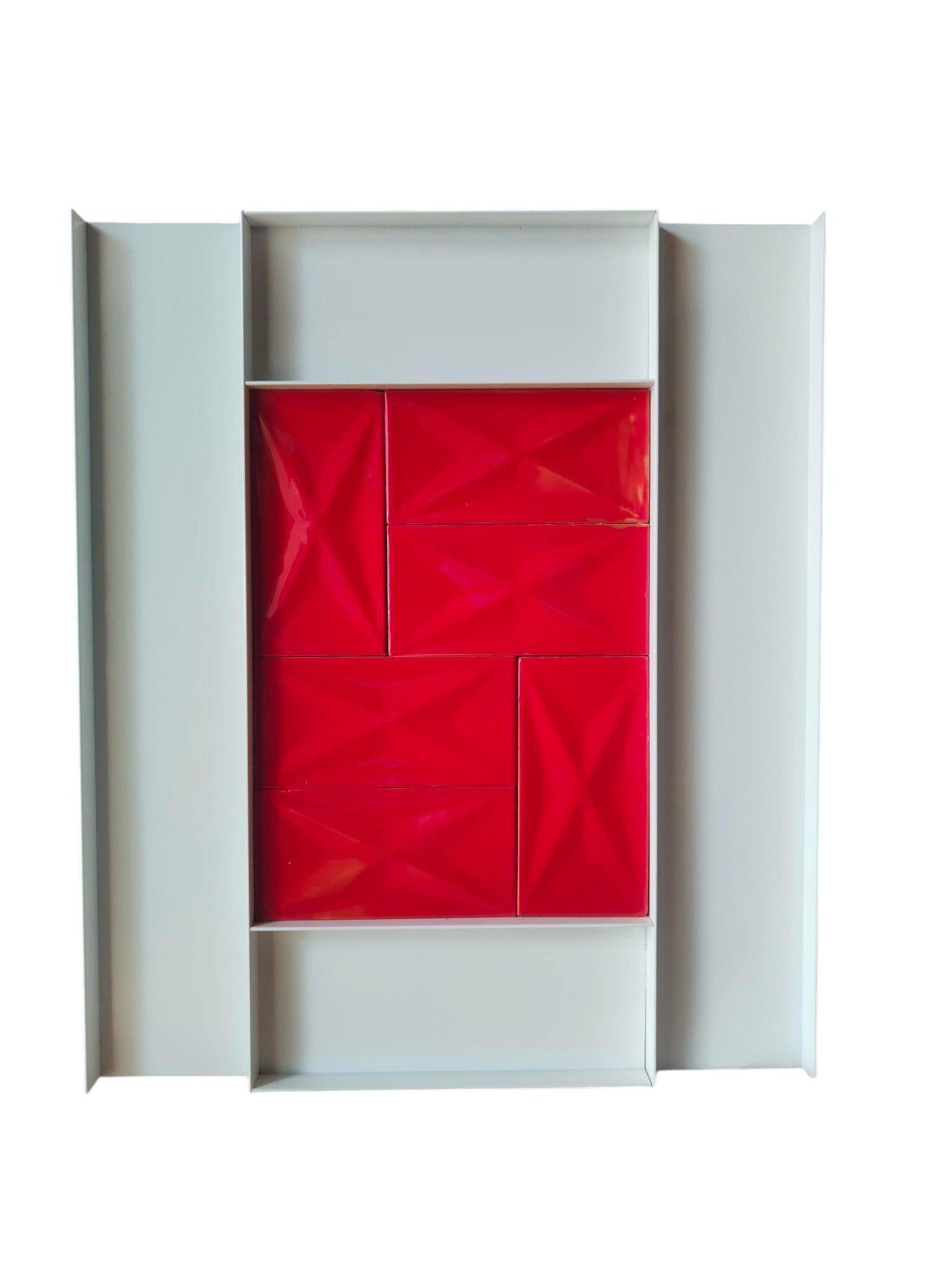 Wall panel composed of a very rare group of 6 ceramic tiles designed in 1960 by Gio Ponti for Joo Ceramiche Milano, 