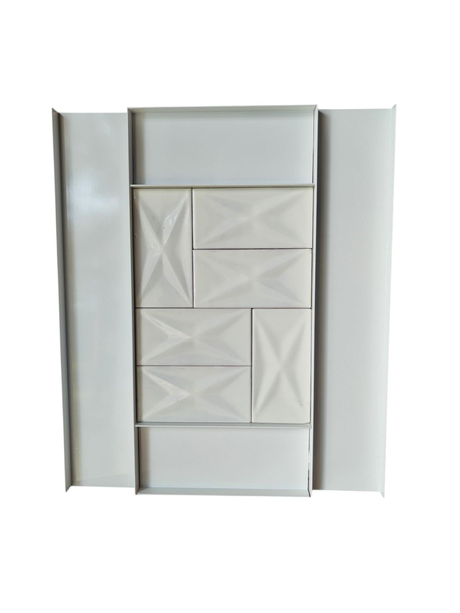 Wall panel composed of a very rare group of 6 ceramic tiles designed in 1960 by Gio Ponti for Joo Ceramiche Milano, 