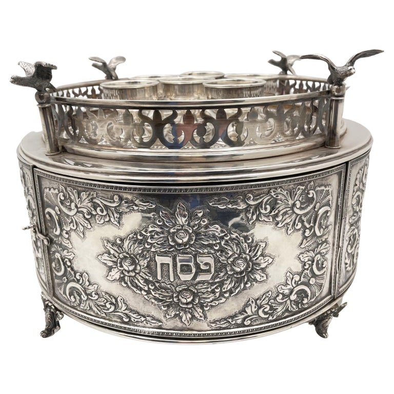 Matza מצה Holder Passover Sterling Silver Seder Plate Hungarian from