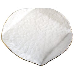 Matzoh Plate by Isabel Halley in Pinched White Porcelain with 22K Gold Luster