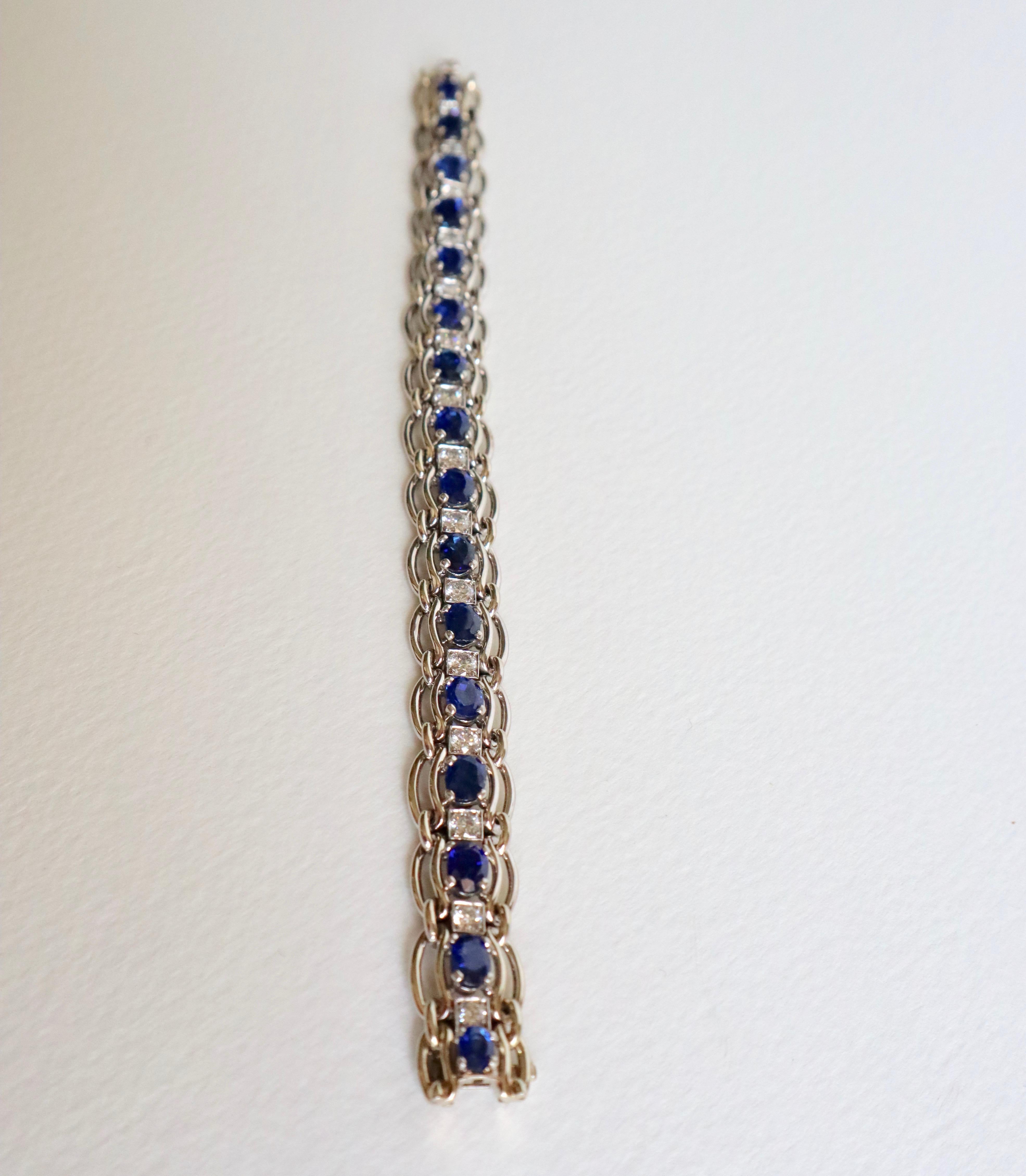 Mauboussin White Gold Bracelet, Sapphires and Diamonds For Sale 2