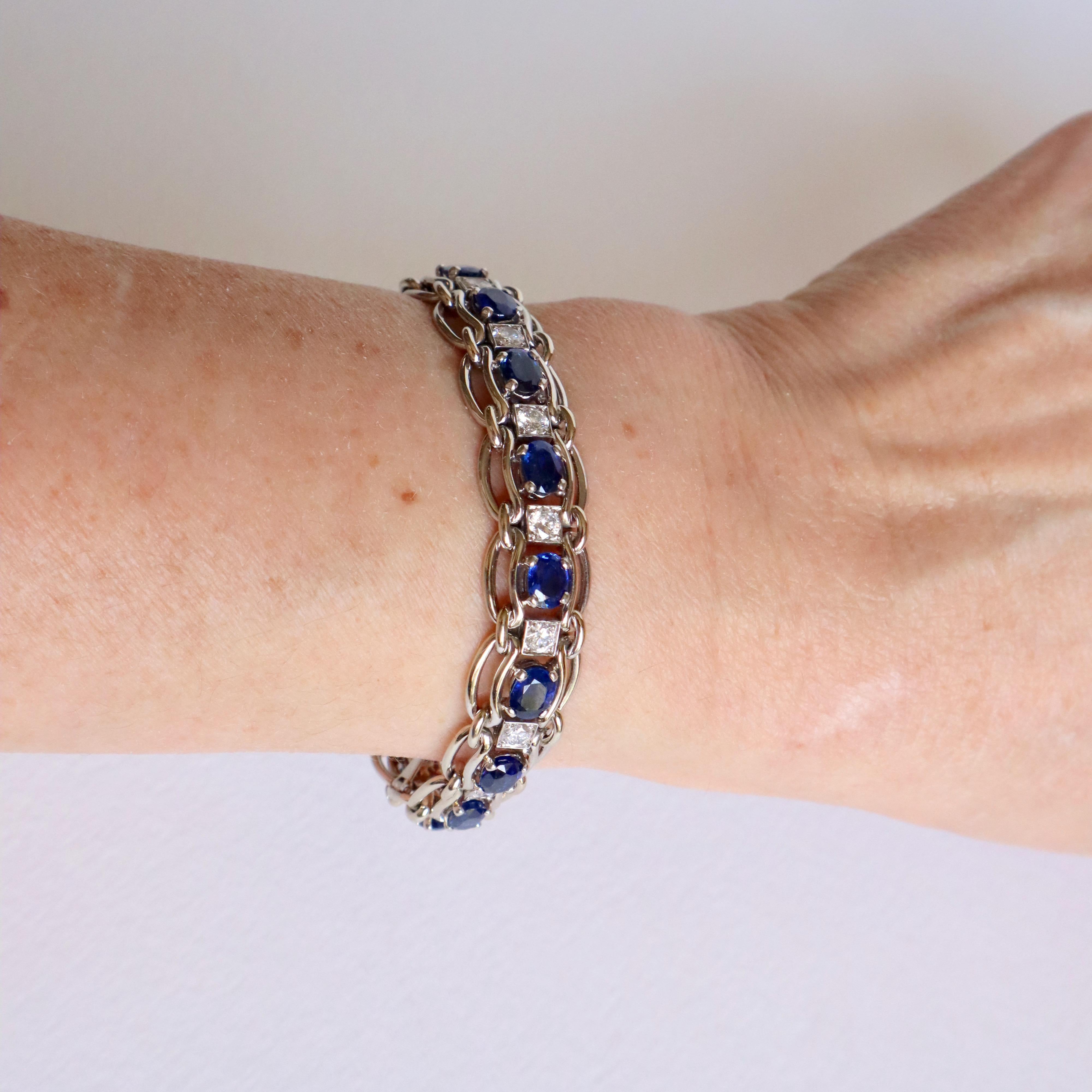 Mauboussin White Gold Bracelet, Sapphires and Diamonds For Sale 4