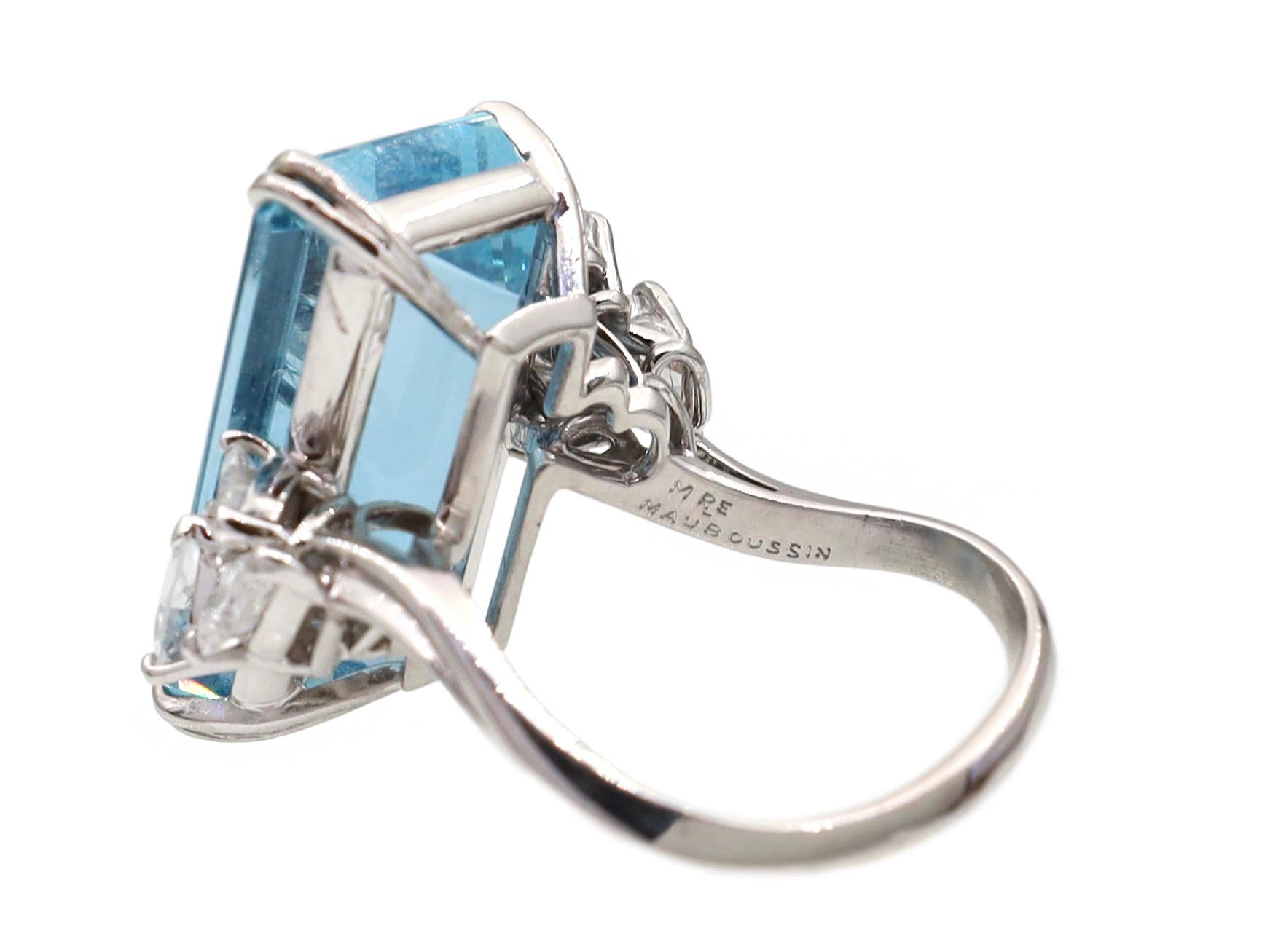 Women's Mauboussin 12.00ct Aquamarine and Diamond Asymmetrical Ring