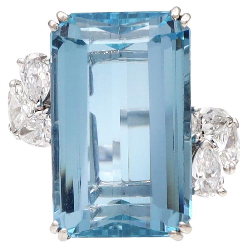 Mauboussin 12.00ct Aquamarine and Diamond Asymmetrical Ring