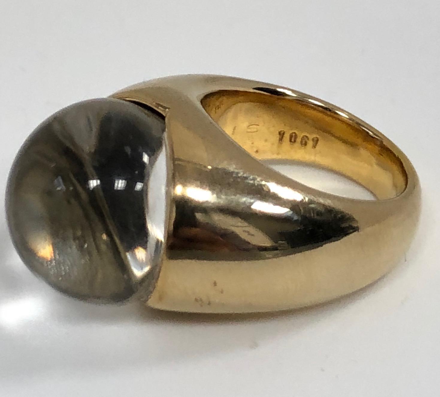 Mauboussin 18 Karat Gold Crystal Sphere Magnified Diamond Cocktail Ring In Good Condition In New York, NY