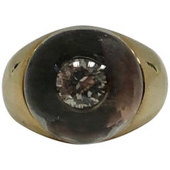 Mauboussin 18 Karat Gold Crystal Sphere Magnified Diamond Cocktail Ring