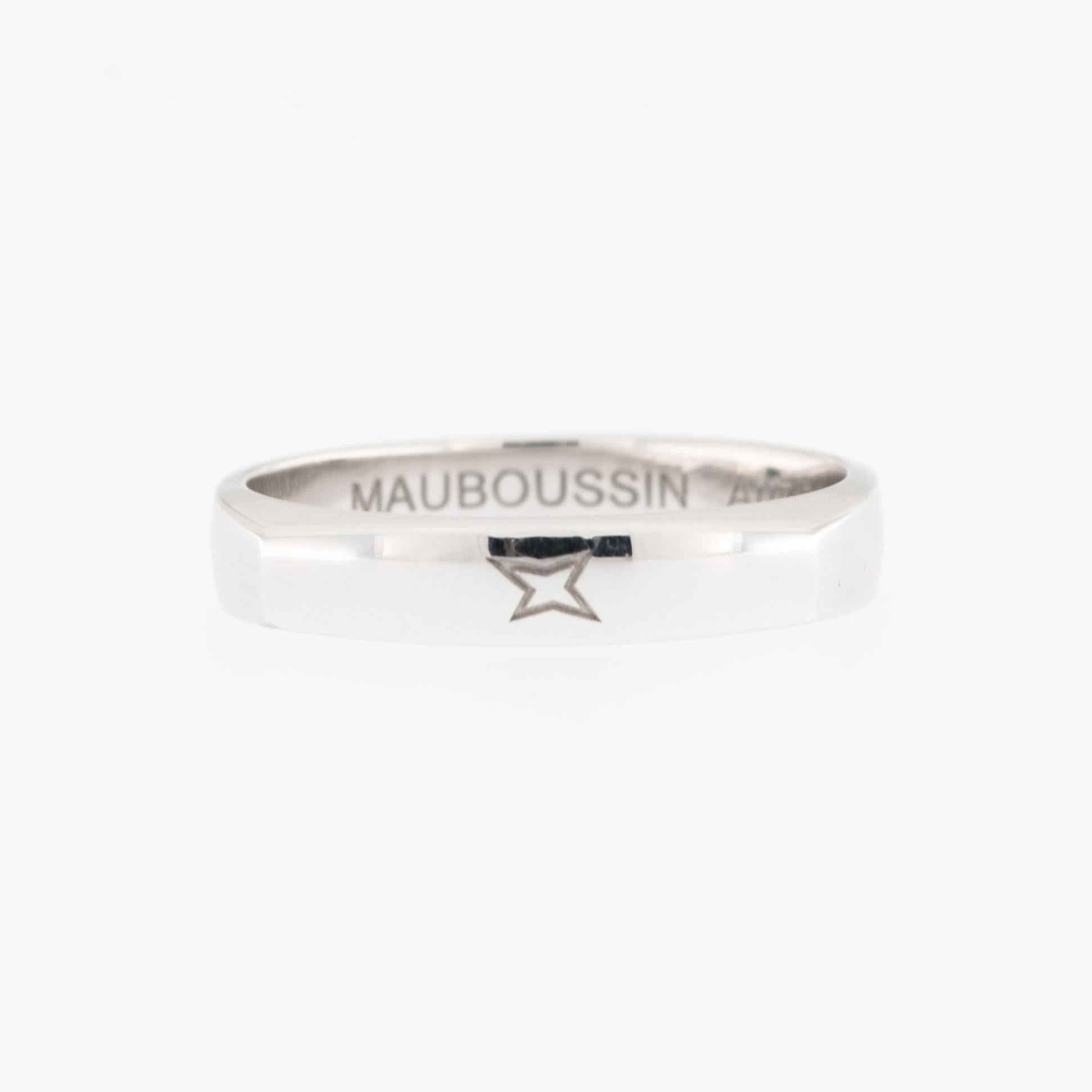 Mauboussin 18 karat White Gold Band Ring  In Good Condition For Sale In Esch-Sur-Alzette, LU