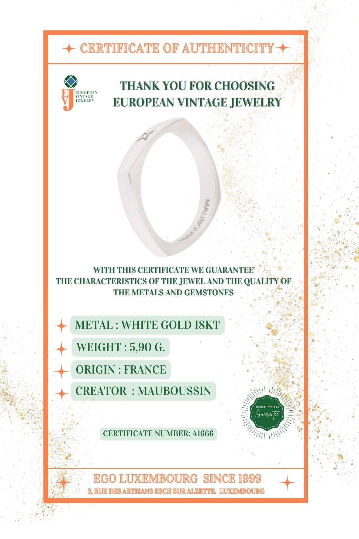 Mauboussin 18 karat White Gold Band Ring  For Sale 2