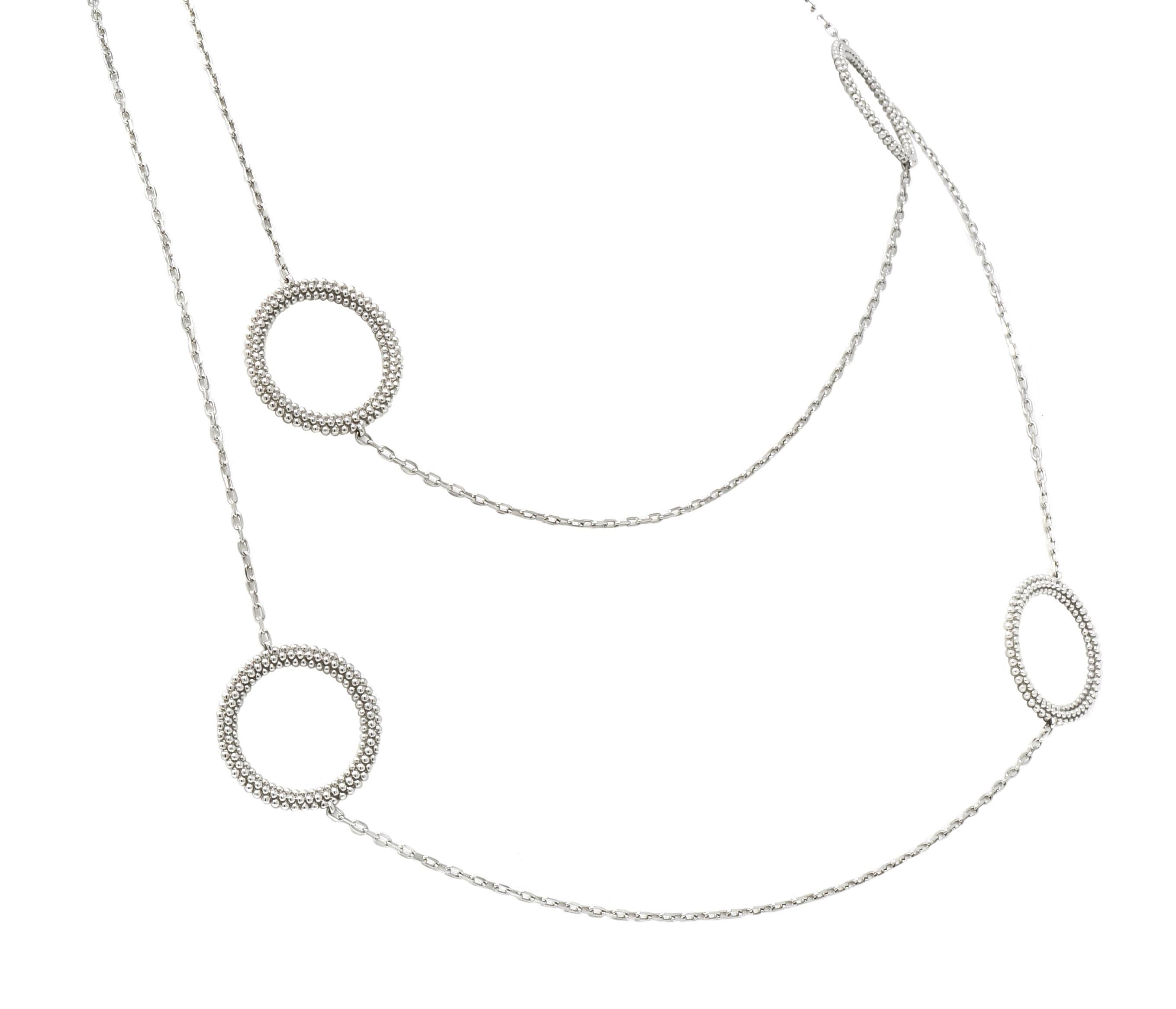 Mauboussin 18 Karat White Gold French Circle Station Necklace In Excellent Condition In Philadelphia, PA