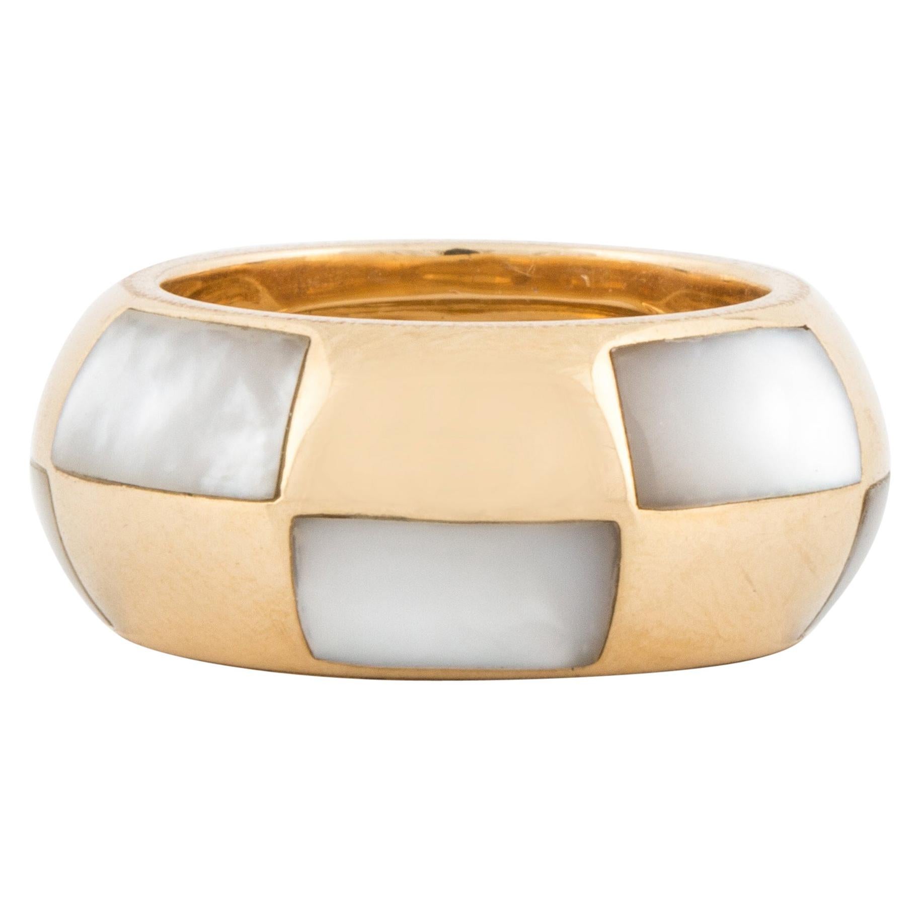 Mauboussin 18K Yellow Gold Band with Mother of Pearl Inlays