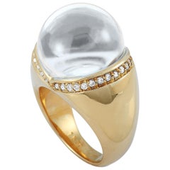 Mauboussin 18 Karat Yellow Gold Diamond and Rock Crystal Ring