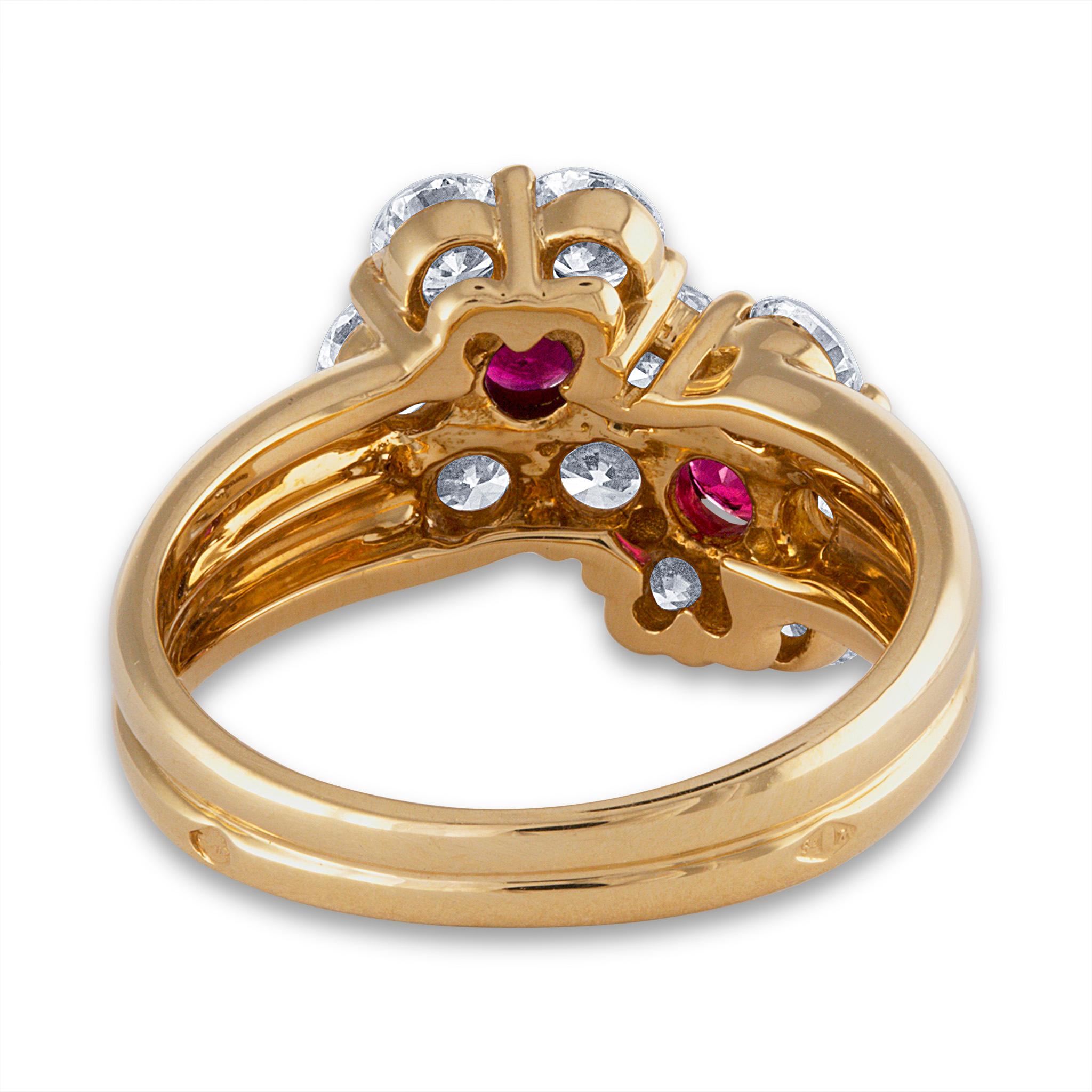 Mauboussin 18 Karat Yellow Gold Ruby and Diamond Ring In Excellent Condition In New York, NY