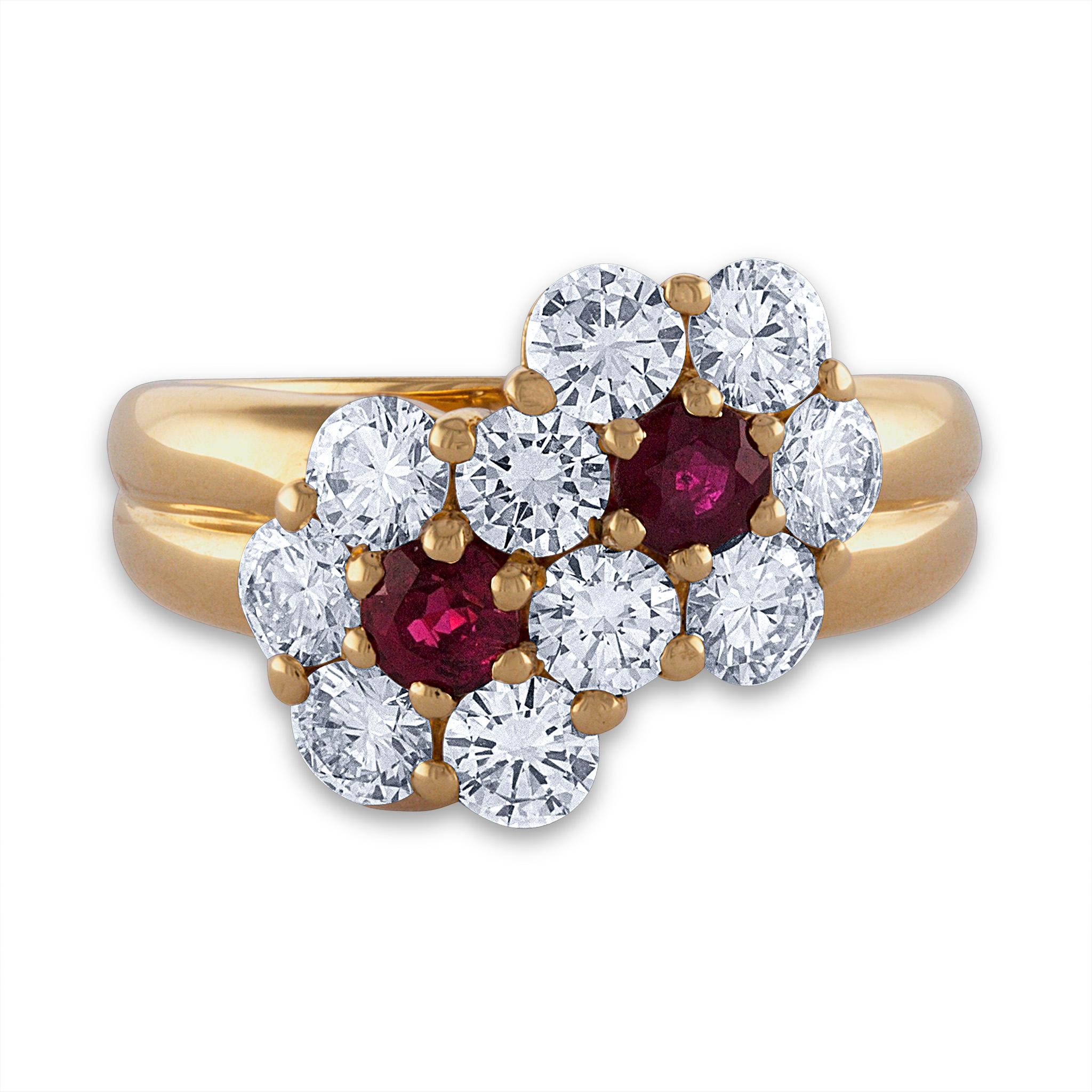 Women's Mauboussin 18 Karat Yellow Gold Ruby and Diamond Ring