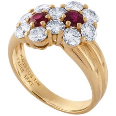 Mauboussin 18 Karat Yellow Gold Ruby and Diamond Ring