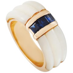 Mauboussin 18 Karat Yellow Gold Sapphire and Mother of Pearl Ring