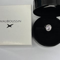 Mauboussin 18ct White Gold Ring – Rose Quartz & 0.25ct Diamond halo