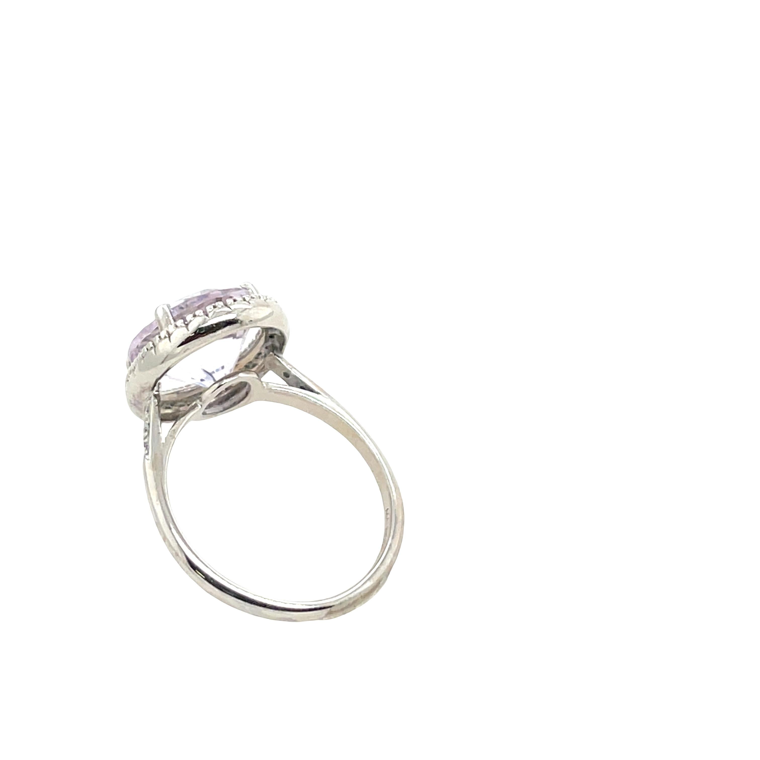 Donna Anello Mauboussin in oro bianco 18 ct - Quarzo rosa e 0,25 ct di diamanti aureolati in vendita