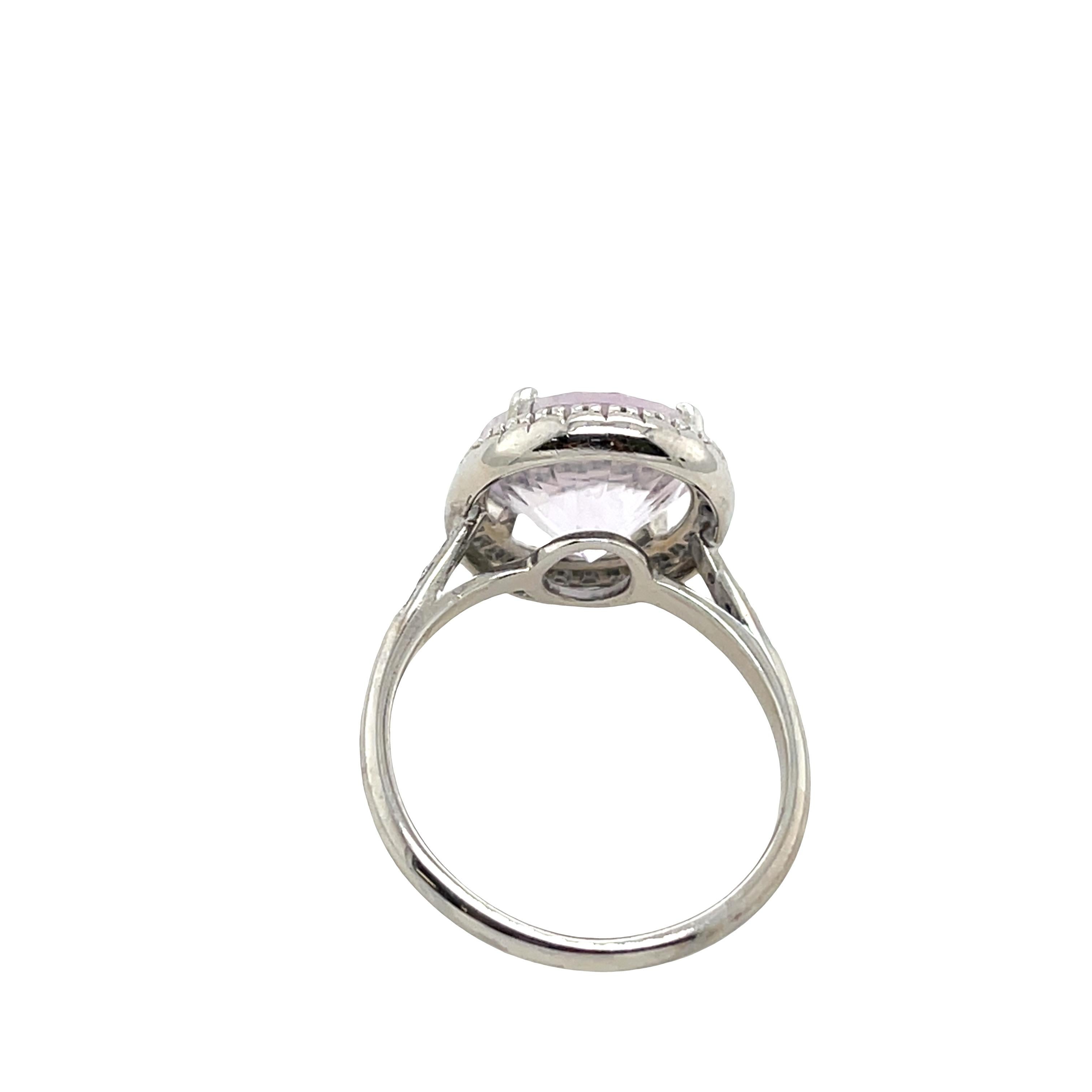 Anello Mauboussin in oro bianco 18 ct - Quarzo rosa e 0,25 ct di diamanti aureolati in vendita 2