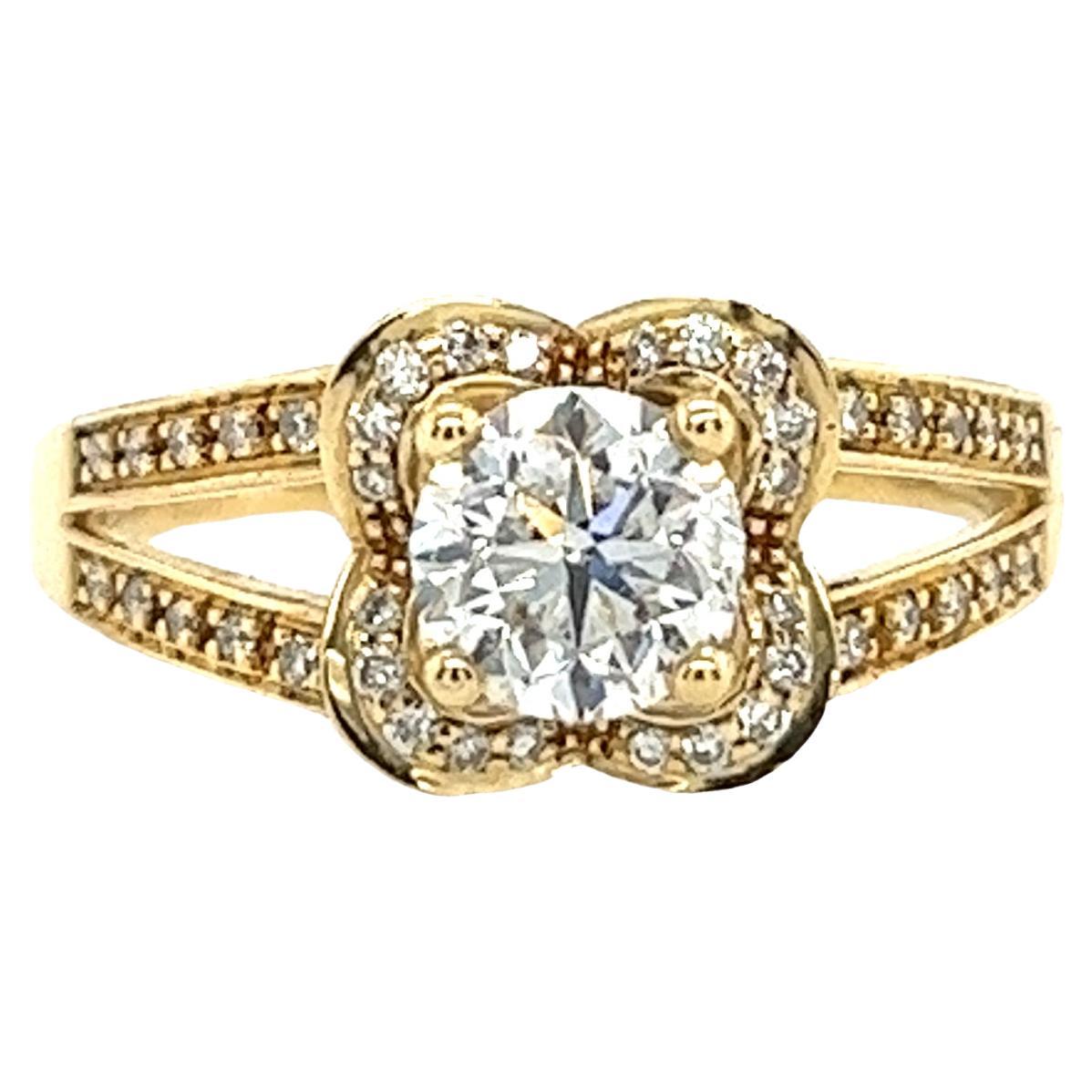 Mauboussin 18ct Yellow Gold Diamond Ring, Set With 0.90ct Gia D/VS1 Diamond For Sale