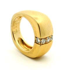 Mauboussin 18K Gold and Diamond Modernist Band Ring, France