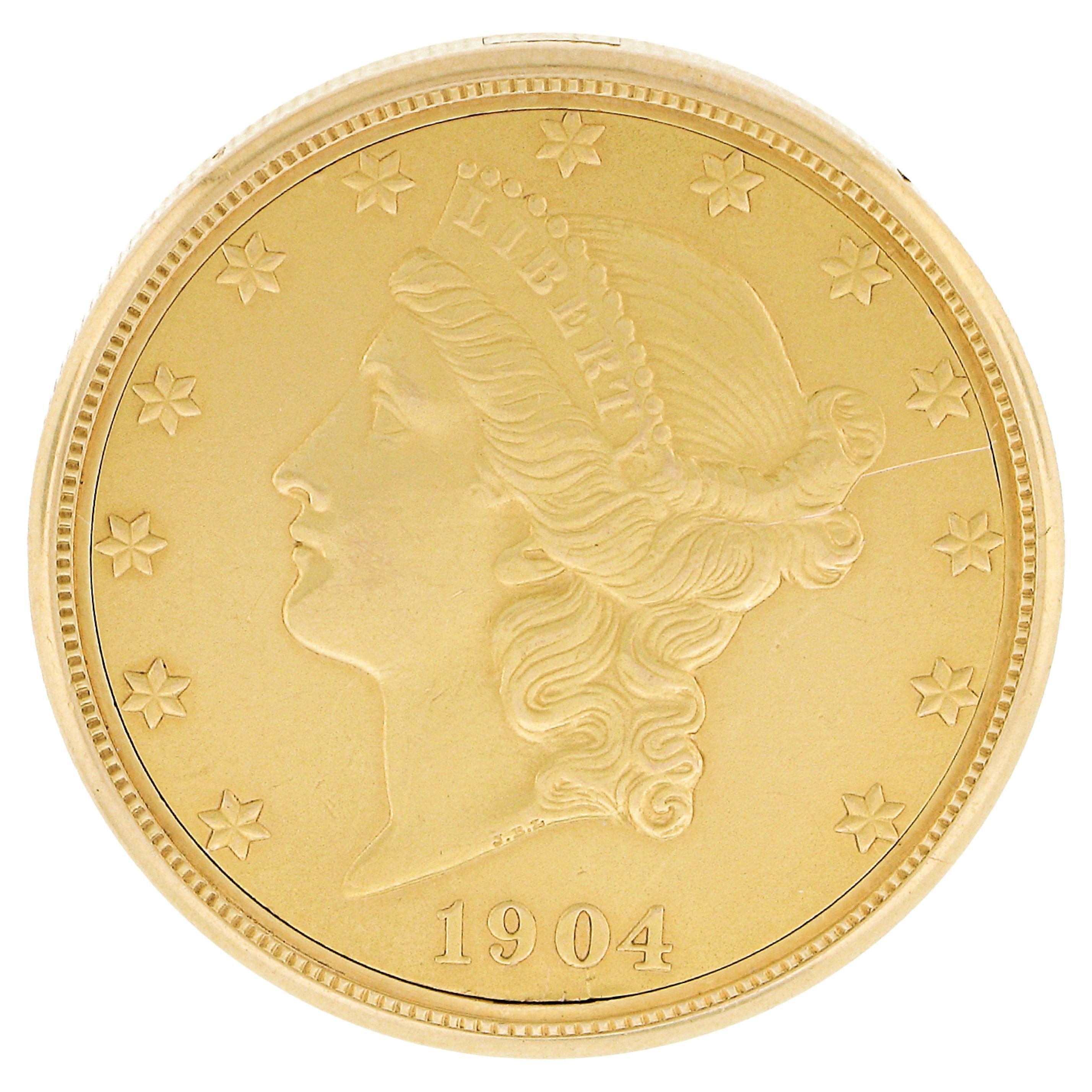 Mauboussin 18k Gold Hidden Pocket Watch in Double Eagle 20 Dollar Liberty Coin