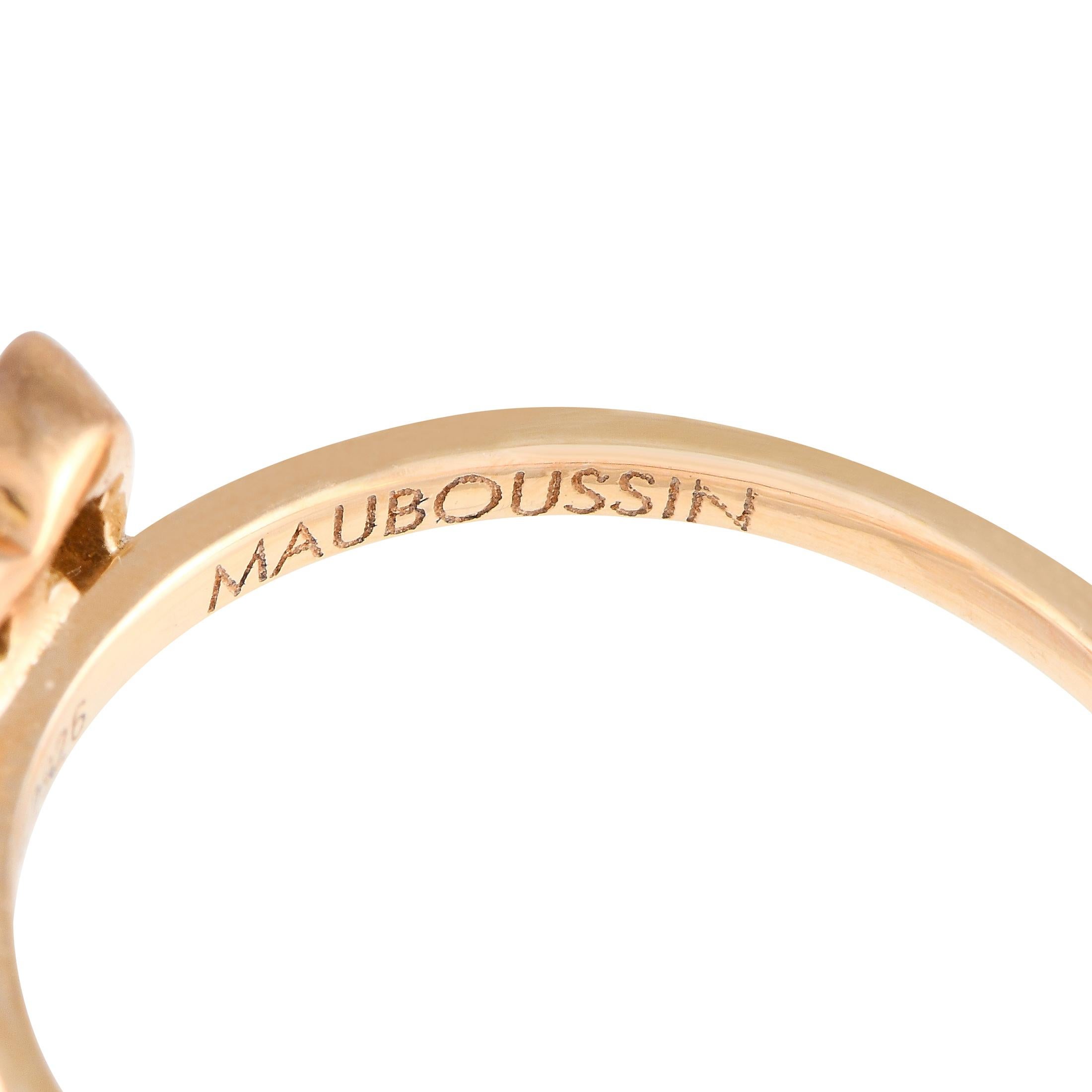 Mauboussin 18K Rose Gold Diamond Quatrefoil Ring In Excellent Condition For Sale In Southampton, PA