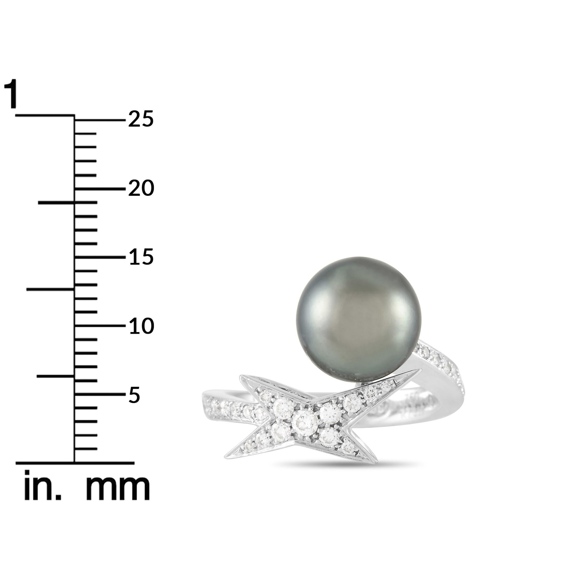 Mauboussin 18 Karat White Gold Diamond and Pearl Ring 1