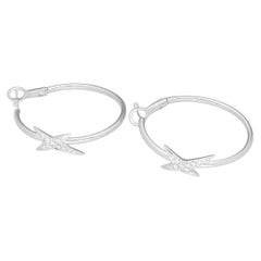 Mauboussin 18K White Gold Diamond Hoop Stud Earrings, France